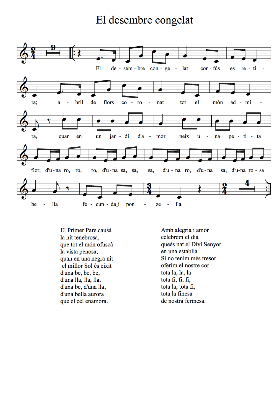 desembre congelat partitura