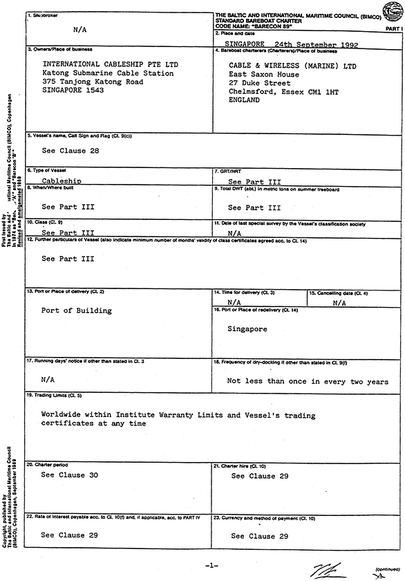 barecon charter party