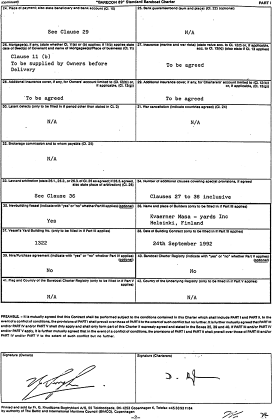 barecon charter party