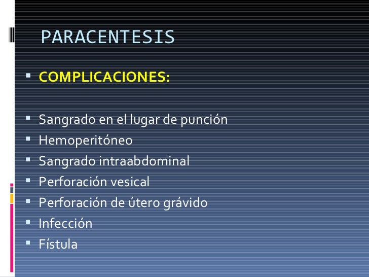 complicaciones paracentesis