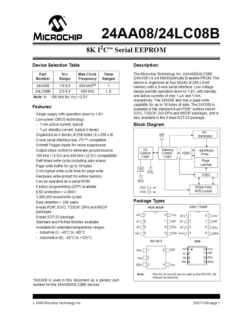 24lc08b datasheet