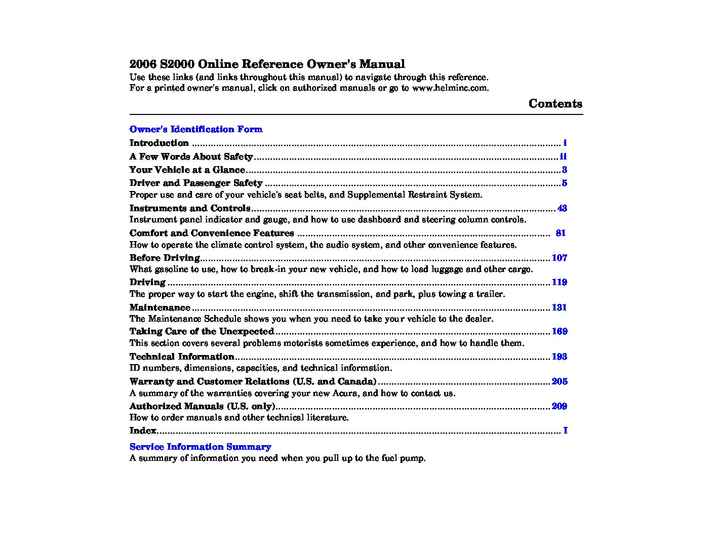 2006 s2000 owners manual