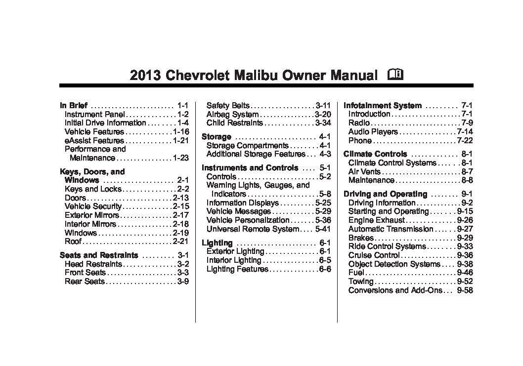 1997 chevy malibu owners manual