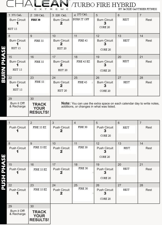 chalean extreme turbofire hybrid schedule