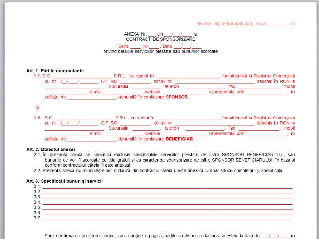 contract de sponsorizare model