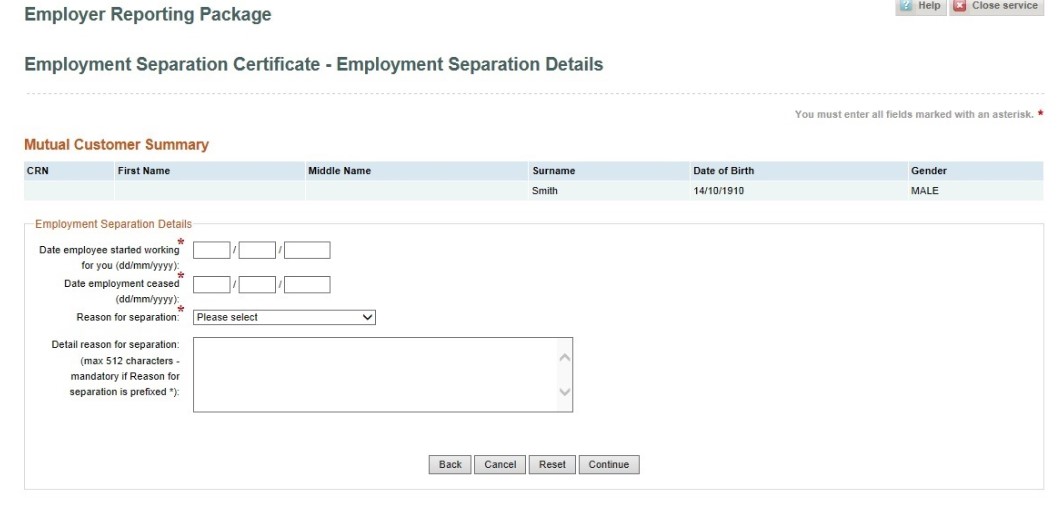 centrelink separation certificate