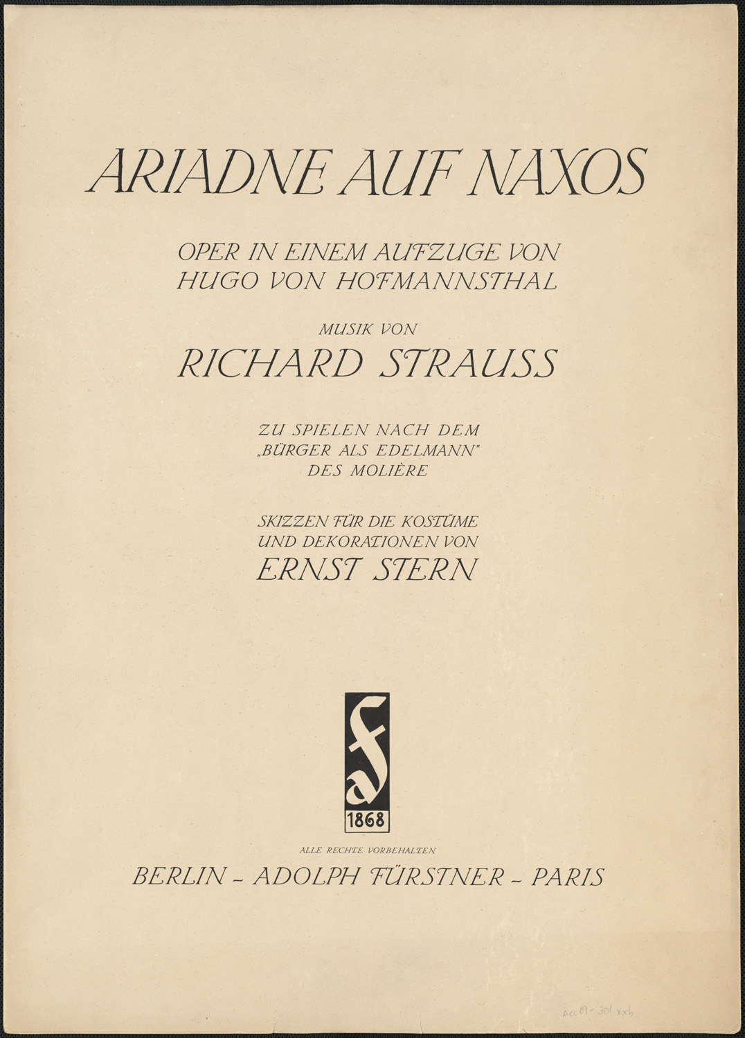ariadne auf naxos libretto