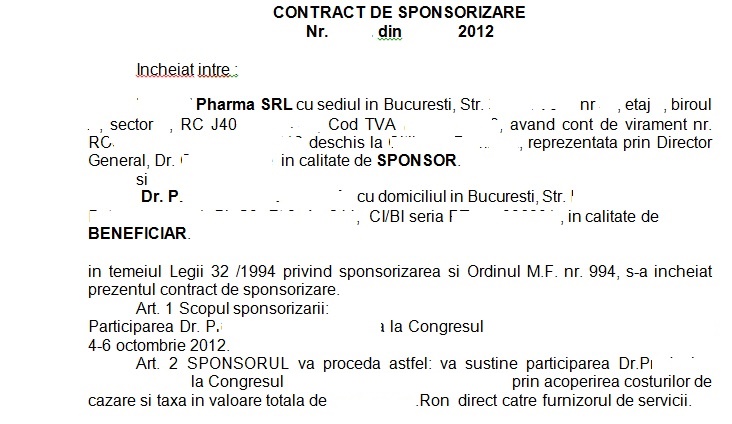 contract de sponsorizare model