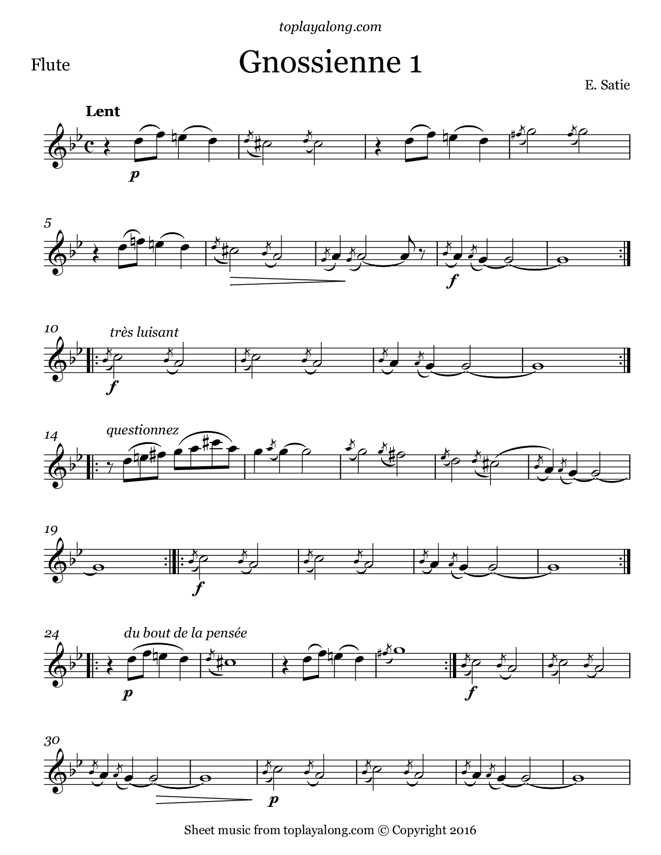 erik satie gnossienne no 1 sheet music