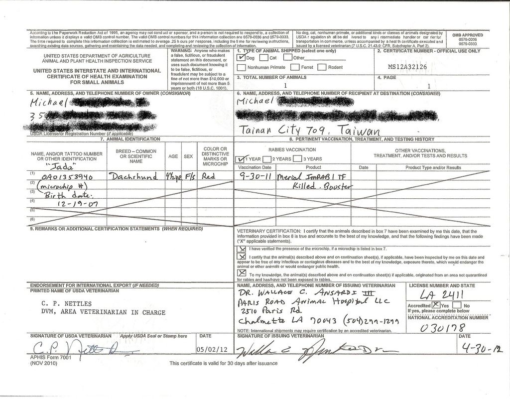 aphis 7001 form